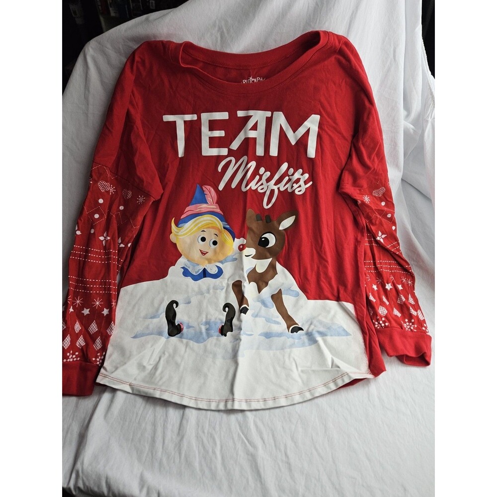 Rudolph the Red-Nosed Reindeer Christmas Holiday‎ Long Sleeve T-Shirt Red XL